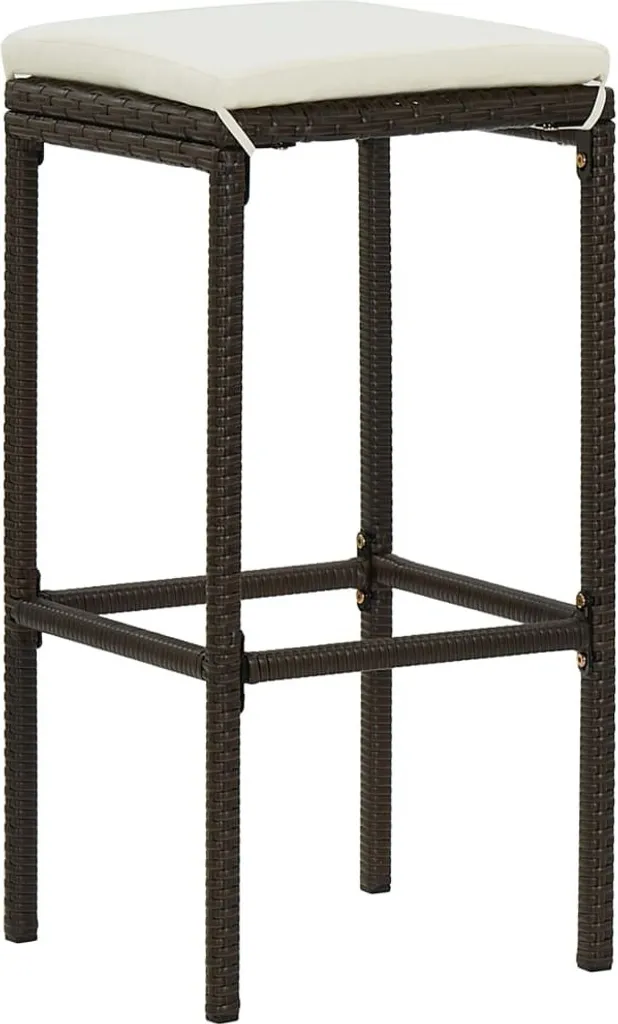 Set 4 Sgabelli da Giardino SYFAX™ in Rattan Sintetico Marrone con Cuscini