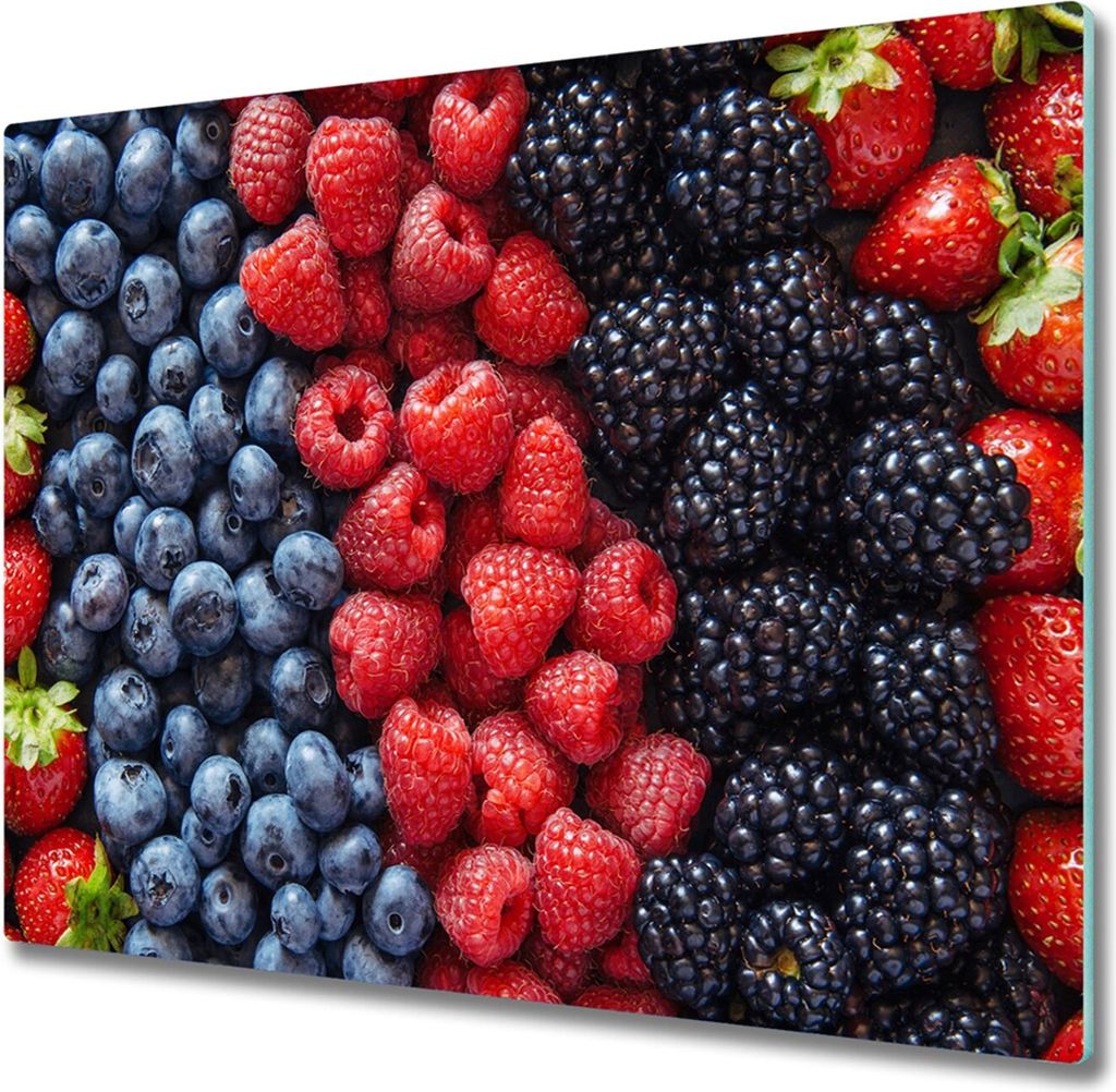 Glas Herdabdeckplatte 60x52 cm Spritzschutz Glasabdeckplatte Schneidebrett Waldfrüchte