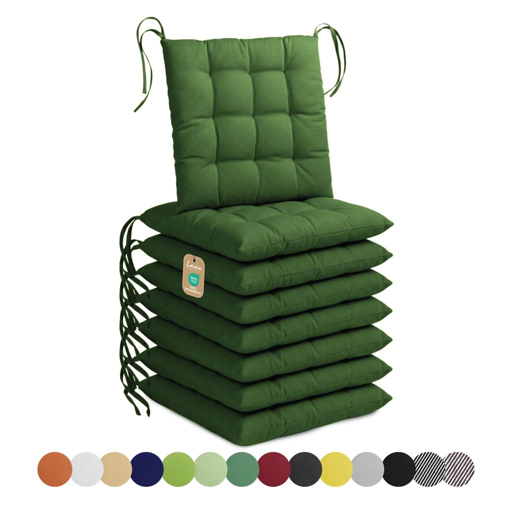 Lavea® Sitzkissen 40x40 cm - 8er Set,  mit Stoffbändern – Produktbild 