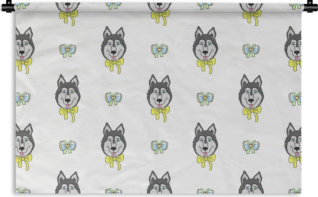 MuchoWow Wandteppich Wandbehang Husky - Hund - Winter - Design 90x60 cm Tapisserie Dekoration Wandtuch - Wandskulpturen - Bildteppich
