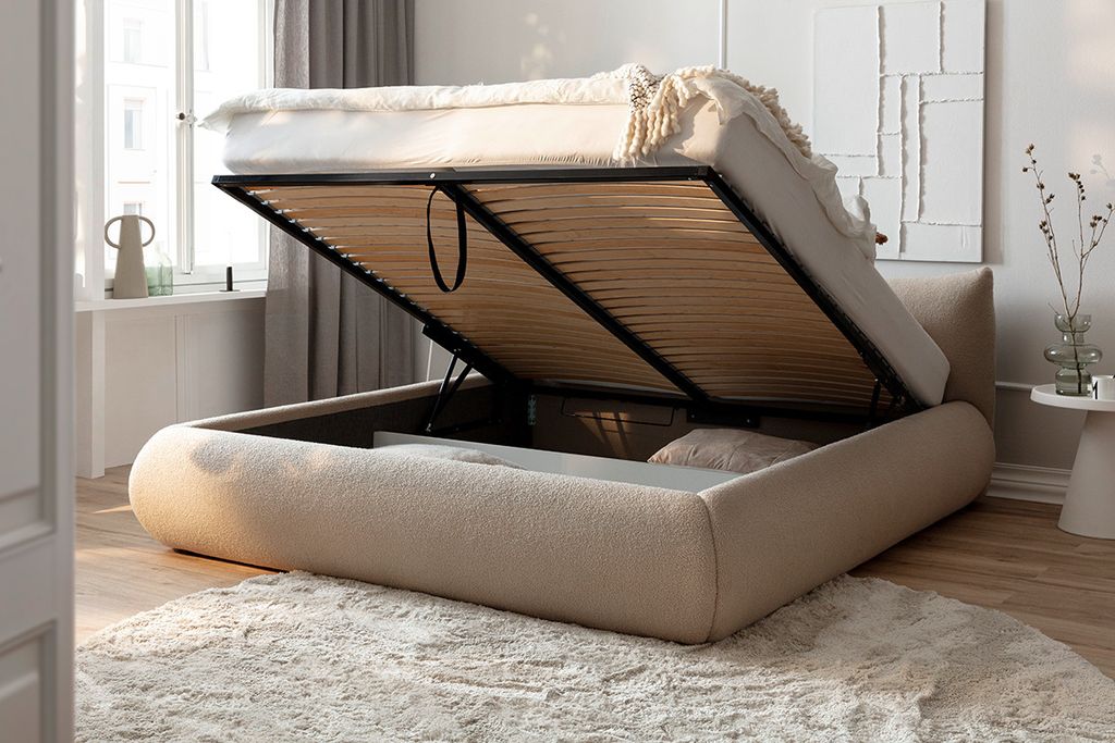 Polsterbett Fortello mit Stauraumfunktion 160x200 Stoff Marieta cappuccino