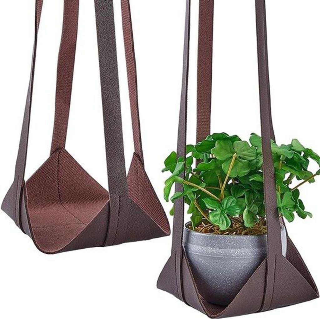 2 Stks Pflanzhalter - Kunstleder - Opknopendes Dekor - Indoor Outdoor - Moderne Minimalistische Wohnaccessoires - Pflanzenliebhaber - Lederband - B...