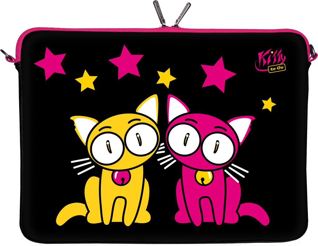 Kitty to Go LS144-13 Designer Designer Netbook Hülle 13.3 Zoll (33.8 cm) aus Neopren Tablet Tasche 13 Zoll & Ultrabook Case 14 Zoll Bag Katze schw...