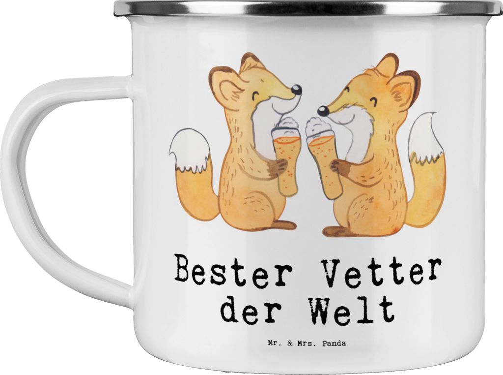 Mr. & Mrs. Panda Teebecher Fuchs Bester Vetter der Welt - Weiß - Geschenk, Verwandtschaft, becher emaille, Pott, Tasse, Teetasse, Cousine, Cousin,...