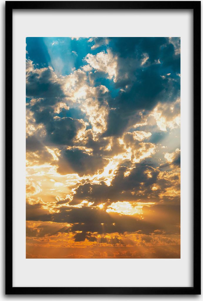 Bild - Bilderrahmen - 40 cm x 60 cm - MDF - Rahmen - Wandkunst - Wolken im Himmel
