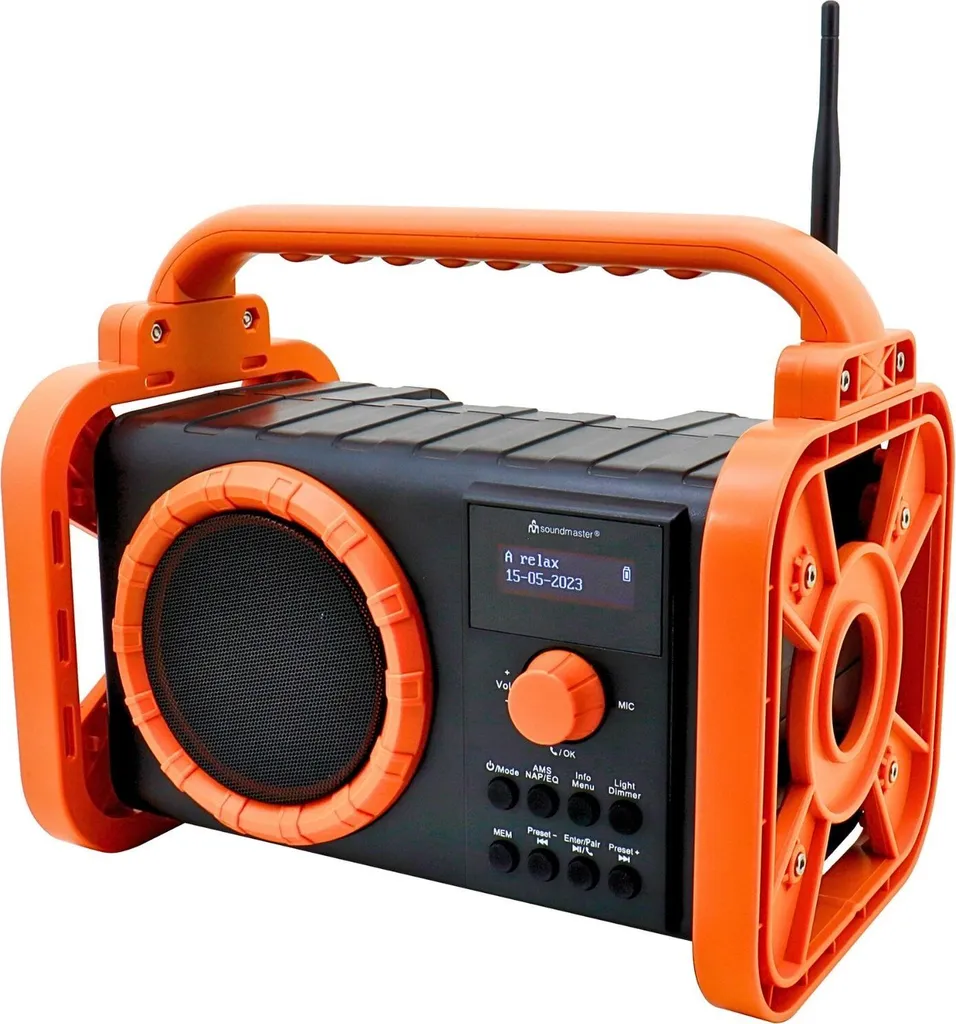 Radio de chantier DAB+ Bluetooth DAB80OR Orange IP44 avec Batterie Lit