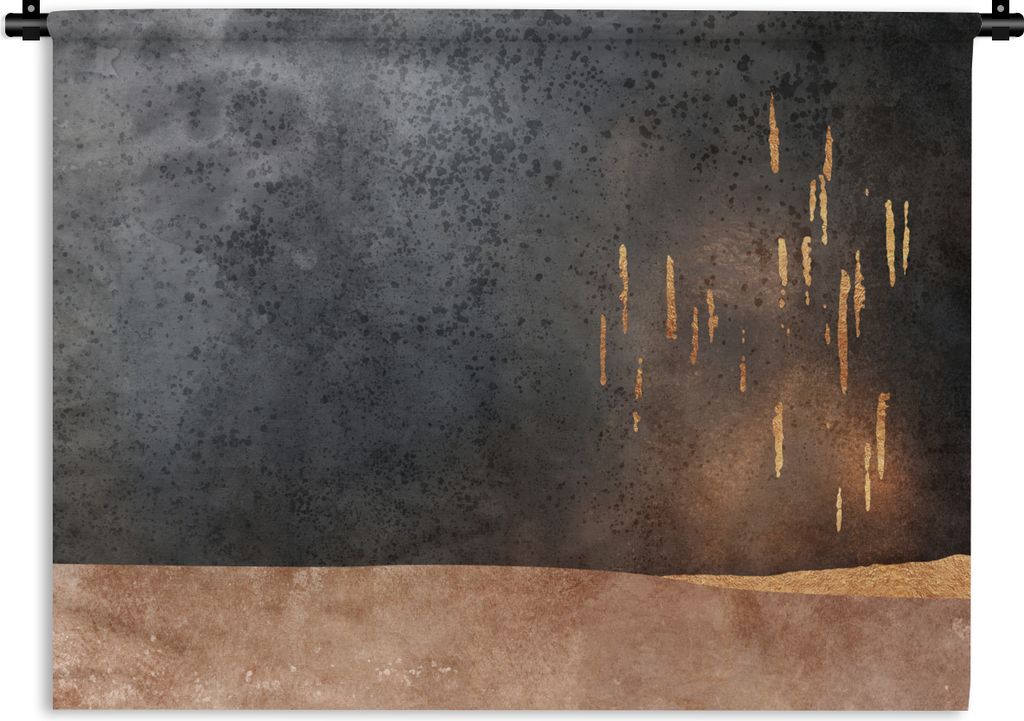 MuchoWow Wandteppich Wandbehang Abstrakt - Gold - Design 120x90 cm Tapisserie Dekoration Wandtuch - Wohnen - Aufhänger für die Wand