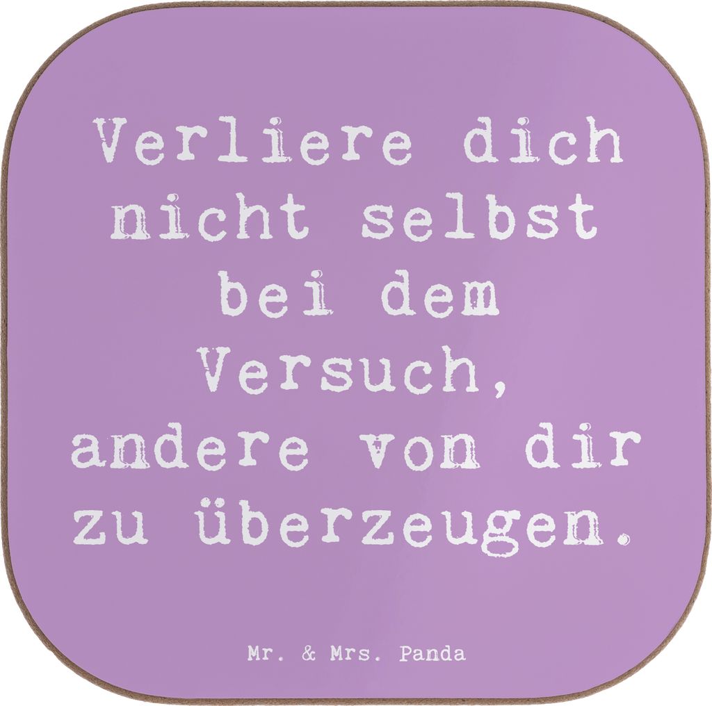 Mr. & Mrs. Panda Untersetzer für Gläser Spruch Selbstzweifel vermeiden - Lavendeltraum - Geschenk, gläseruntersetzer, eigene Meinung, Coaster, G...