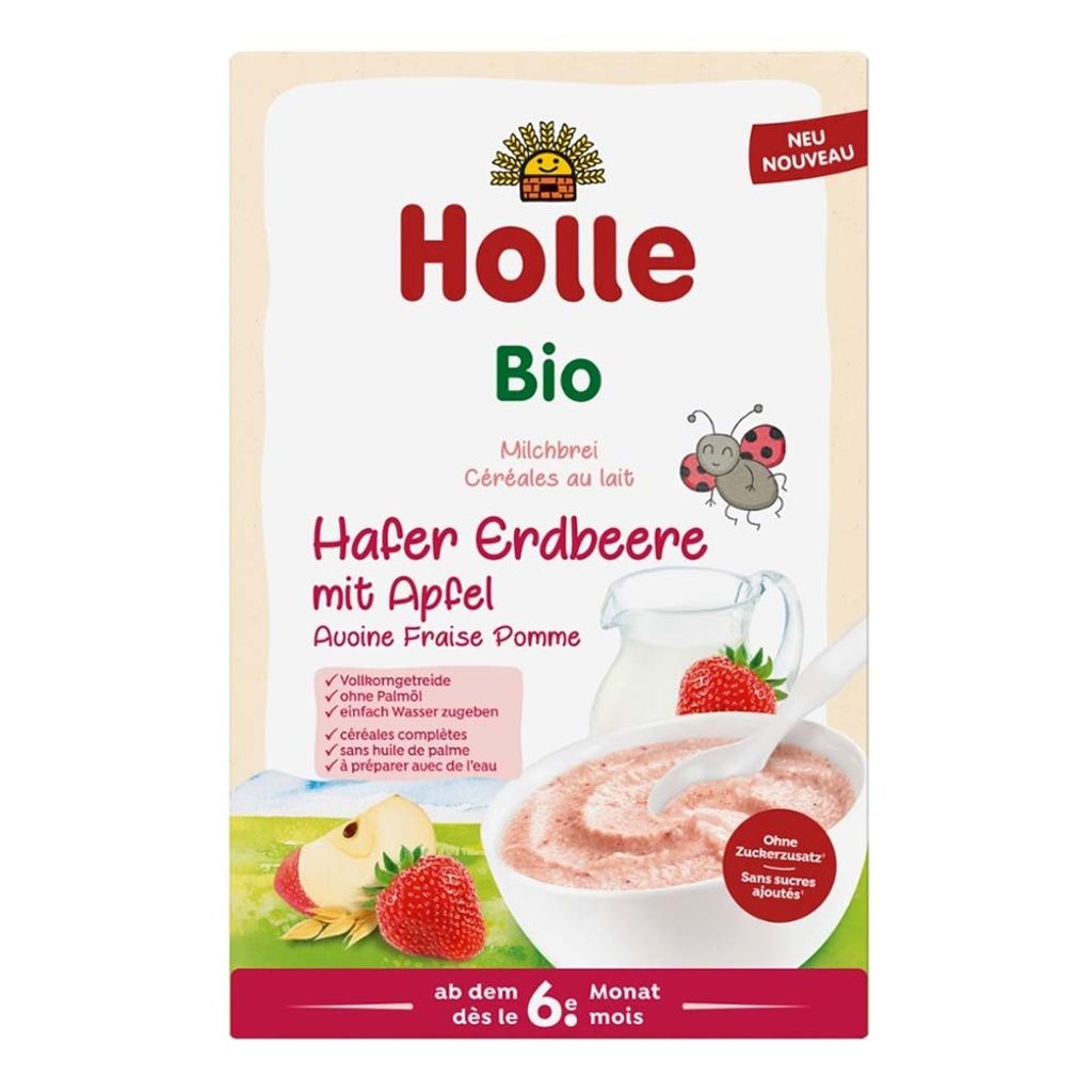Porridge di latte biologico - avena, fragola e mela 250g Immagine del prodotto 