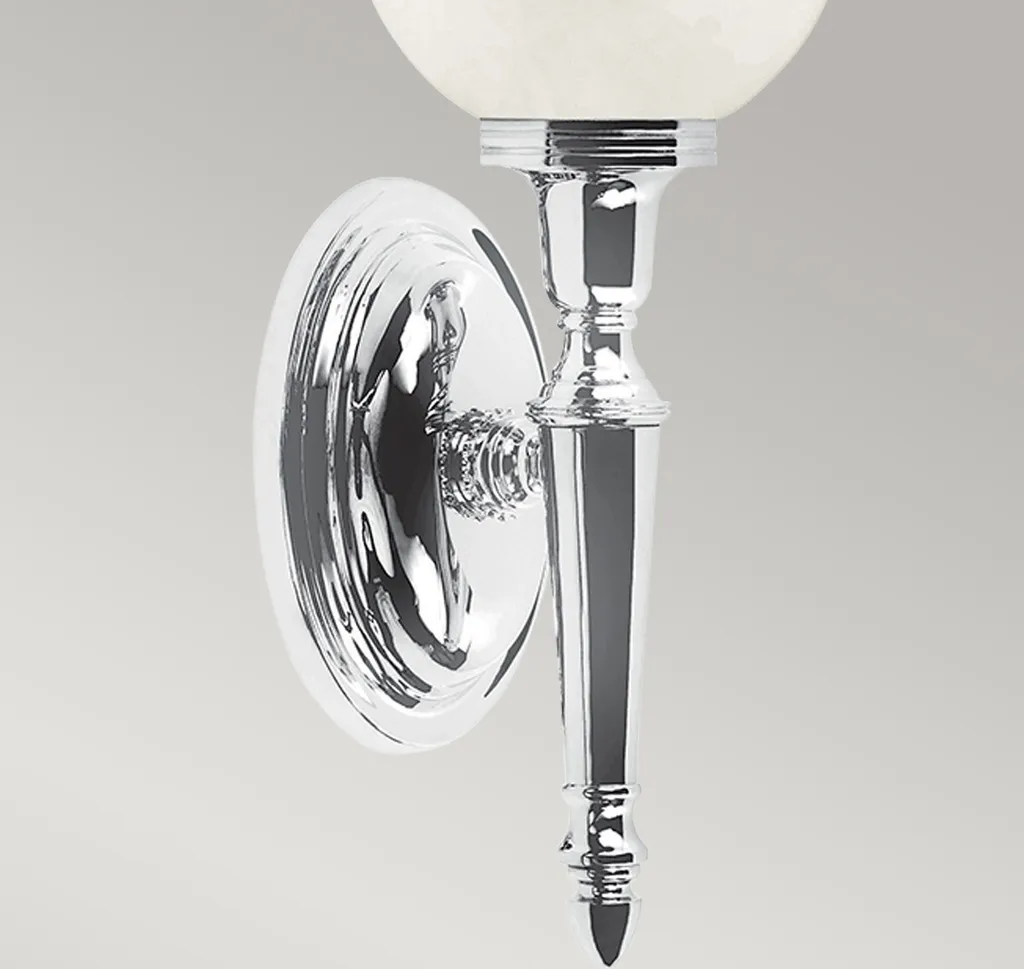 Éclairage miroir salle de bain vertical chrome poli style rétro Dryden