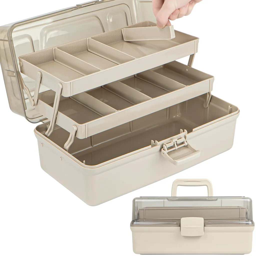 Boîte de rangement 32 cm avec 3 niveaux pour couture et bricolage