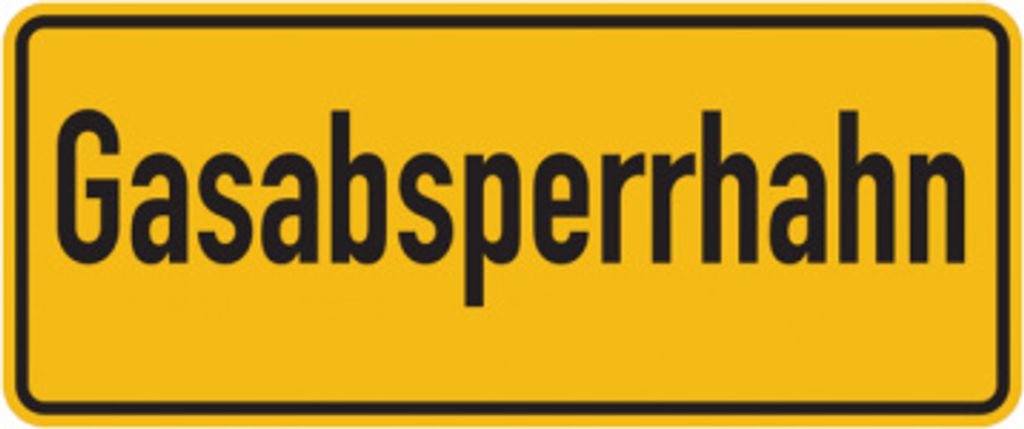 Dreifke Hinweisschild, Gasabsperrhahn, 100x240mm, Folie/Aluminium, Folie sel...