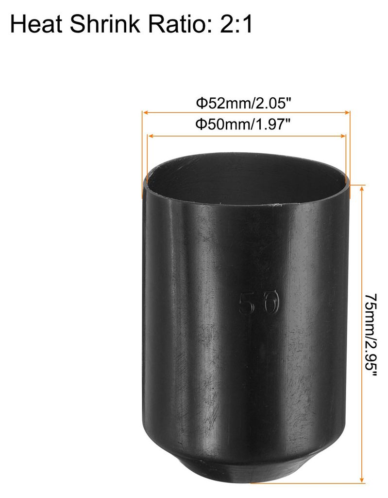 10 Stš¹ck Wasserdicht Schrumpfkappen 50mm ID x 75mm L Gummi Endkappen 3:1 Schrumpfverh?ltnis Schrumpfschlauch Kappen mit Kleber Schwarz Gummistop...
