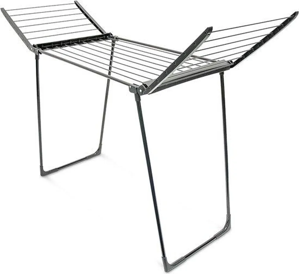 Étendoir à linge vertical pliable noir avec 13 mètres de capacité de fil