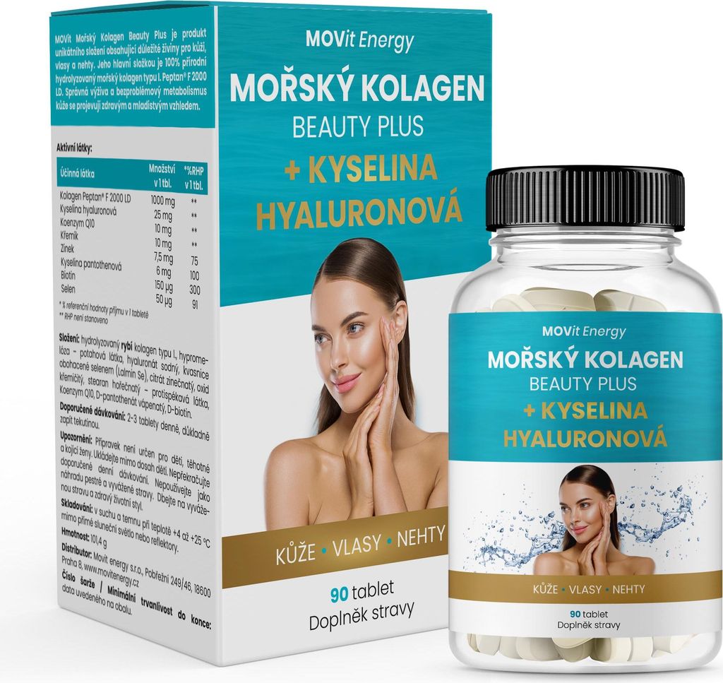 Mořský Kolagen Beauty Plus + Kyselina hyaluronová 90 tablet Obrázek produktu 