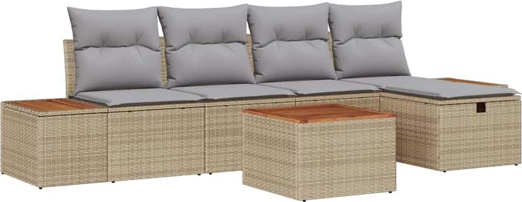 "im Sonderangebot" Garten-Sofa-Set - elegantes Design - Sitzgruppe mit Sofa, Tisch - mit Kissen 6 pcs Beige Poly Rattan - Terassenmöbel DEMöbel72...