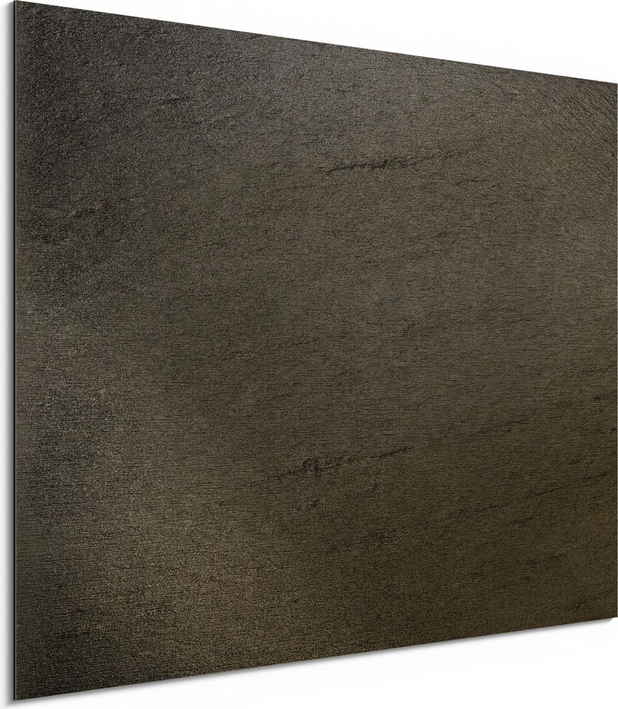 DEQORI Alu-Dibond Bild Gold 80x60 cm 'Schiefertafel Stein-Optik' Wandbild Metall dünn