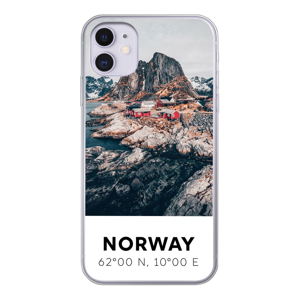 MuchoWow Handyhülle Schutzhülle Hülle für iPhone 11 Norwegen - Wasser - Bergen Silikon Softcase Handy Hülle - Handytasche
