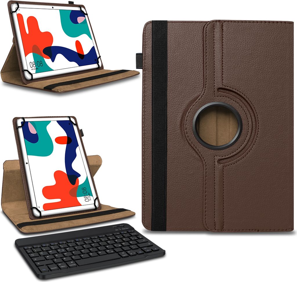 Tablet Tasche Hülle Huawei MatePad T10 9.7 Schutzhülle Bluetooth Tastatur QWERTZFarben:Braun