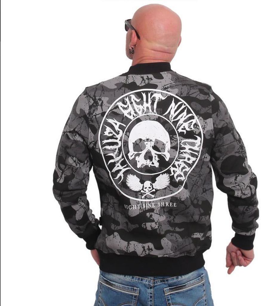 Yakuza Herren Tweak Classic Sweatjacke, Camouflage Grey, M