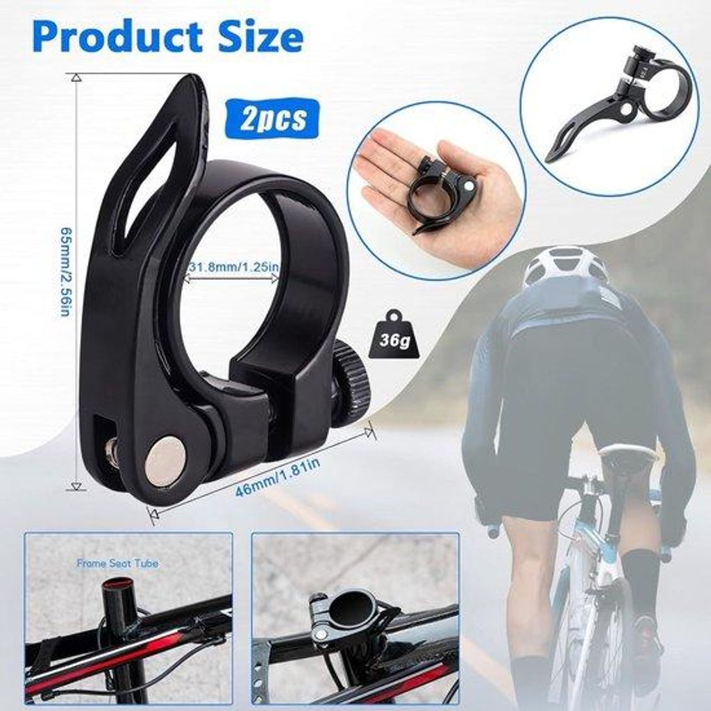 Set aus 2 Fahrradschlauchklemmen mit Schnellschließer für Bikes und Rennräder
