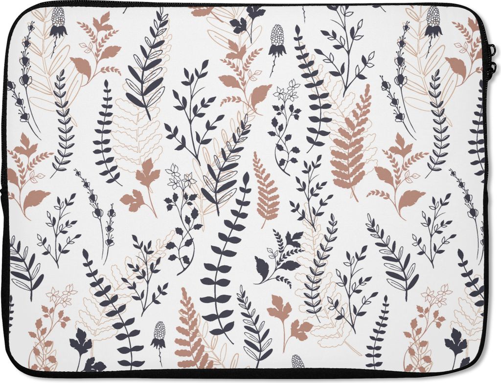 MuchoWow Laptop Hülle 15 Zoll Blätter - Blumen - Design Laptoptasche - Laptoptasche - Sleeve - Rundum-Schutz