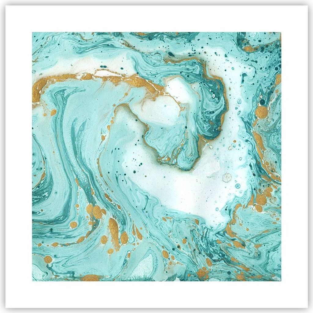 Poster - Poster ohne Rahmen - Abstraktion blau Wasser modern - 40x40 cm - Wand Bild - Wanddeko - Wandbilder - Kunstposter - Wandposter - Bilder - K...