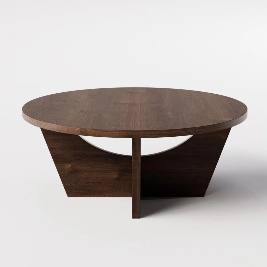 Table Basse Ronde TORI Ø90 cm Chêne Chocolat pour Salon Convivial