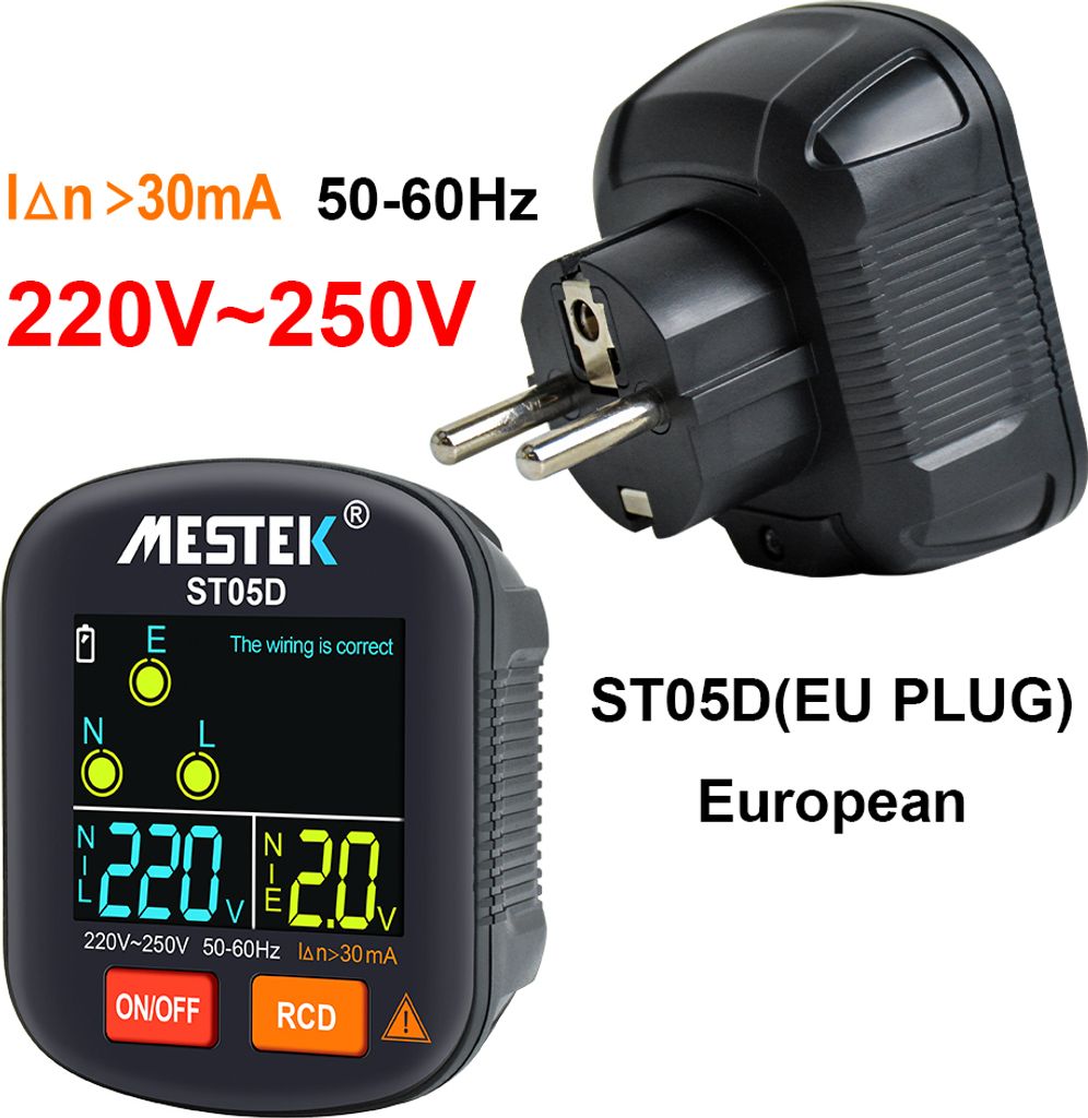 Cyfrowy tester gniazdek elektrycznych 30–250 V – przenośny Zdjęcie produktu 