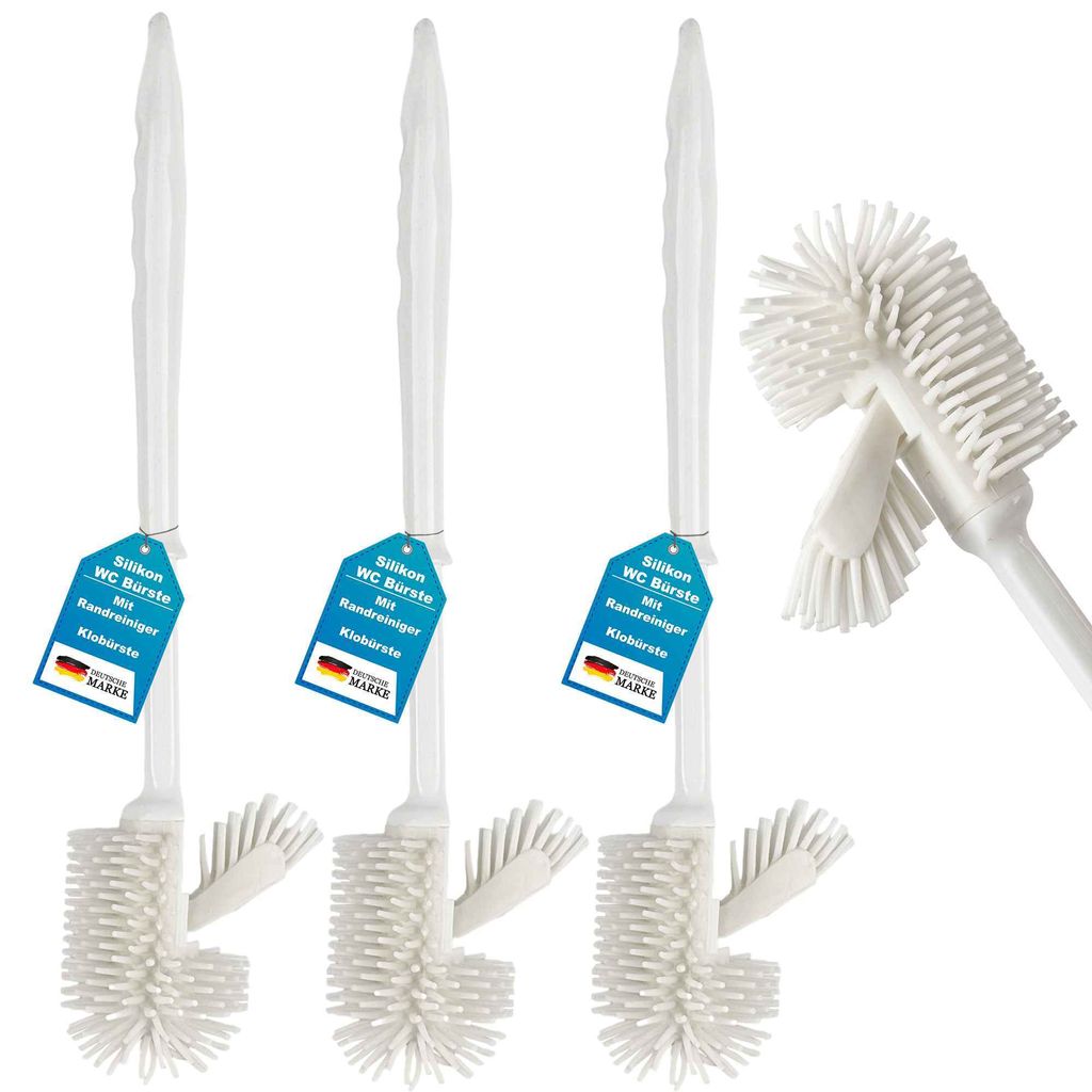 WC Bürste 3er Set Silikon Toilettenbürste Randreiniger Klobürste Silikonbürste