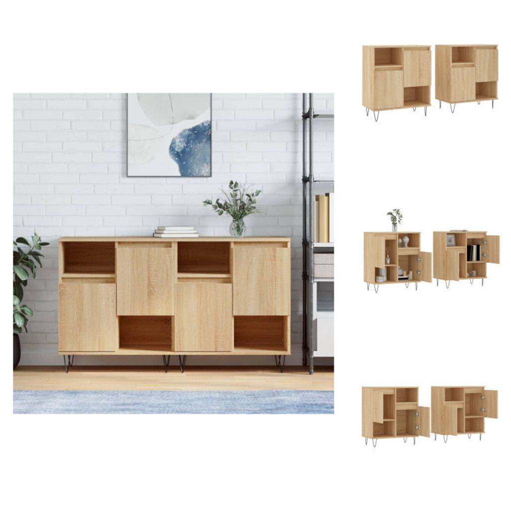 vidaXL Sideboards 2 Stk. Sonoma-Eiche Holzwerkstoff - Sideboards