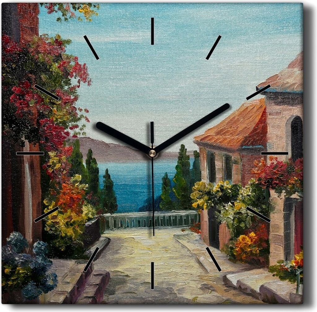 Coloray Hodiny Unikátní 30x30 cm Tiché hodiny Pro obývací pokoj a kuchyň Nástěnné hodiny Plátno Černé ručičky hodin - Budova oblohy v...