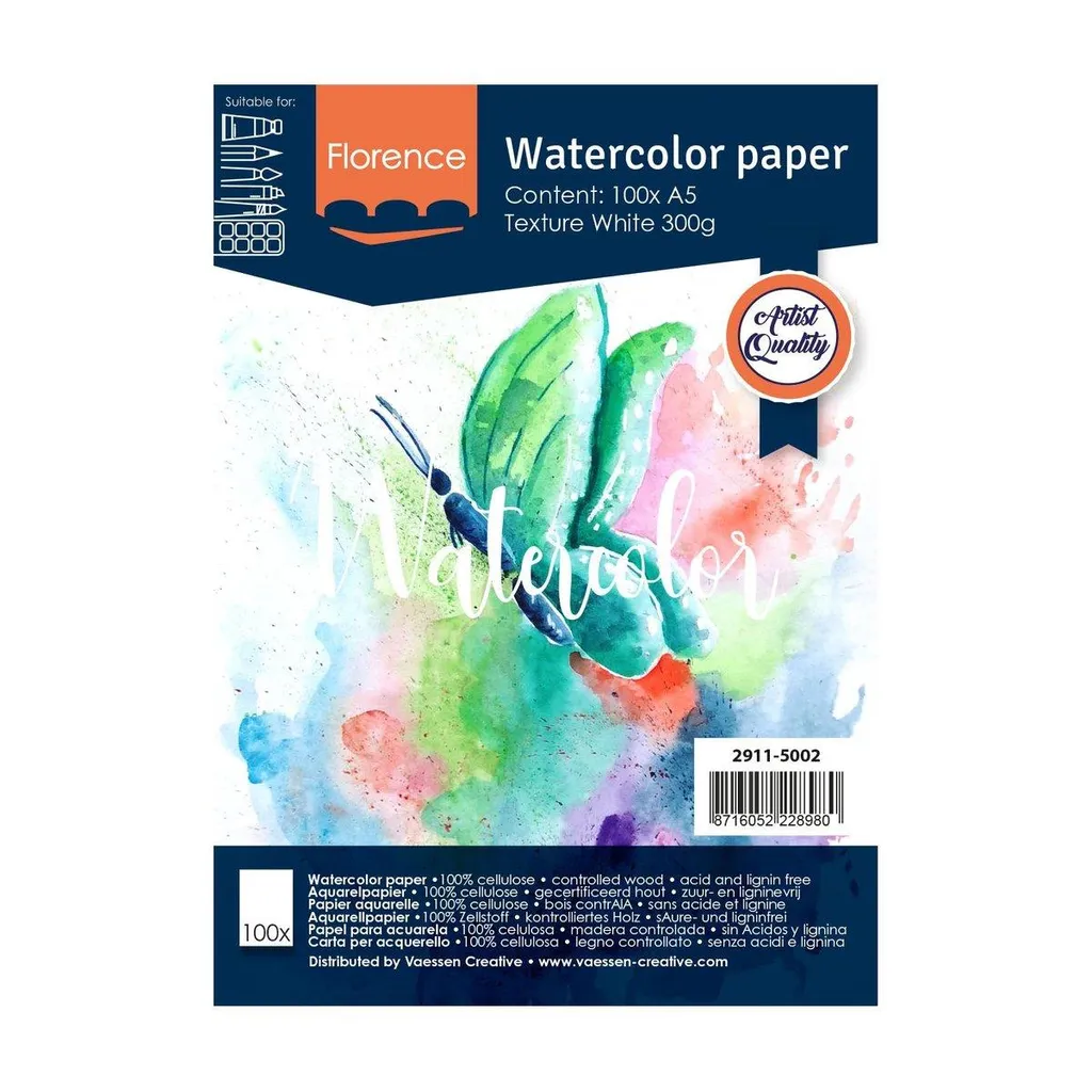 Papier aquarelle A5 pour peinture et lavis 300g blanc 100 pages