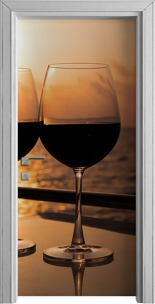 Tür Selbstklebende 90x210 cm Türfolie Türtapete Klebefolie - Wein Glas