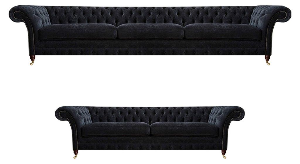 Schwarze Chesterfield Polstercouchen Designer Wohnzimmer Textil Sofas