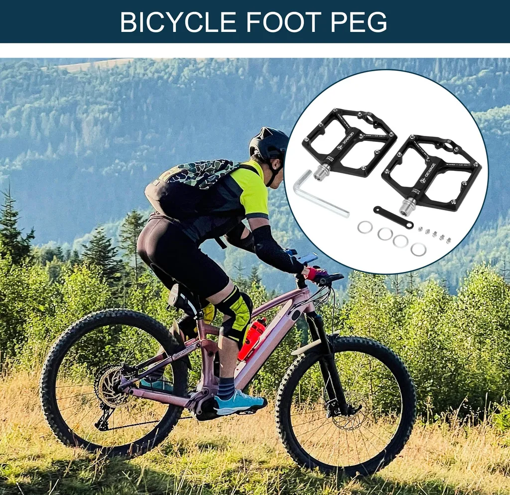 Pédale de vélo arrière en alliage d'aluminium, repose-pieds 9/16 robuste