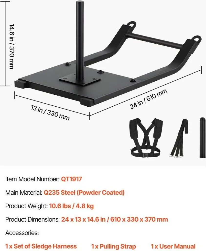 Traîneau de force compatible disques 25mm et 51mm musculation noir