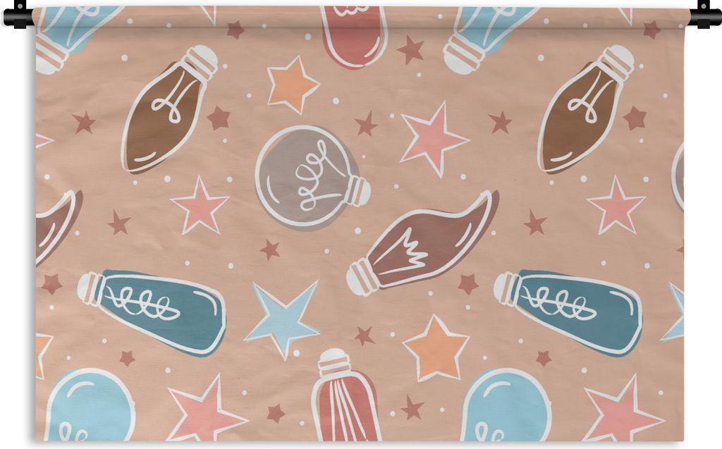 MuchoWow Wandteppich Wandbehang Karikatur - Pastell - Lampe 90x60 cm Tapisserie Dekoration Wandtuch - Wandskulpturen - Bildteppich