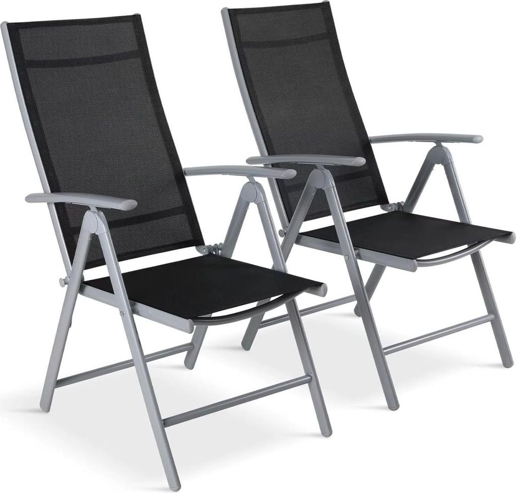 Set aus 2 Klappbare Gartenstühle – Verstellbar – Loungestuhl – Für Garten, Balkon oder Camping – Aluminium – Belastbar bis 120kg – Sc...