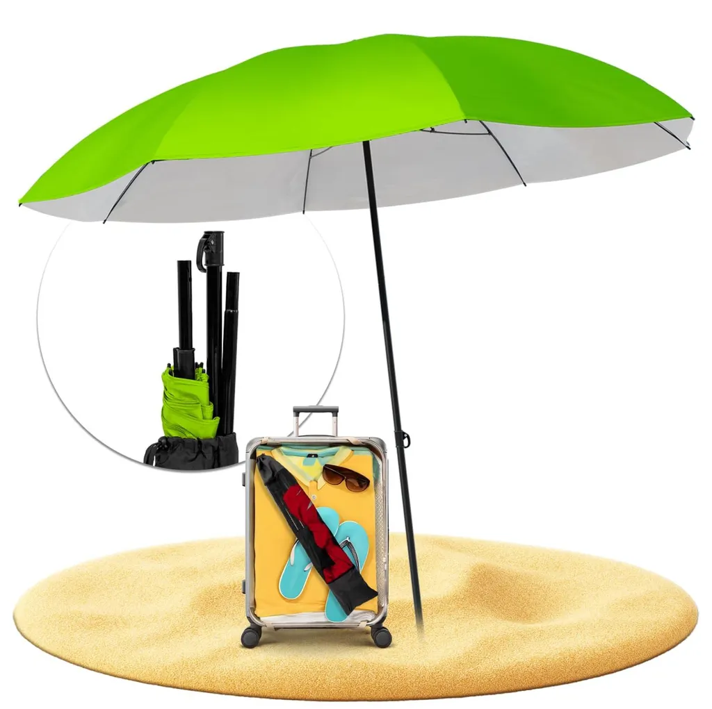 Parasol de plage NIZZA 155 cm anti-vent et anti-UV 50+ pour voyage