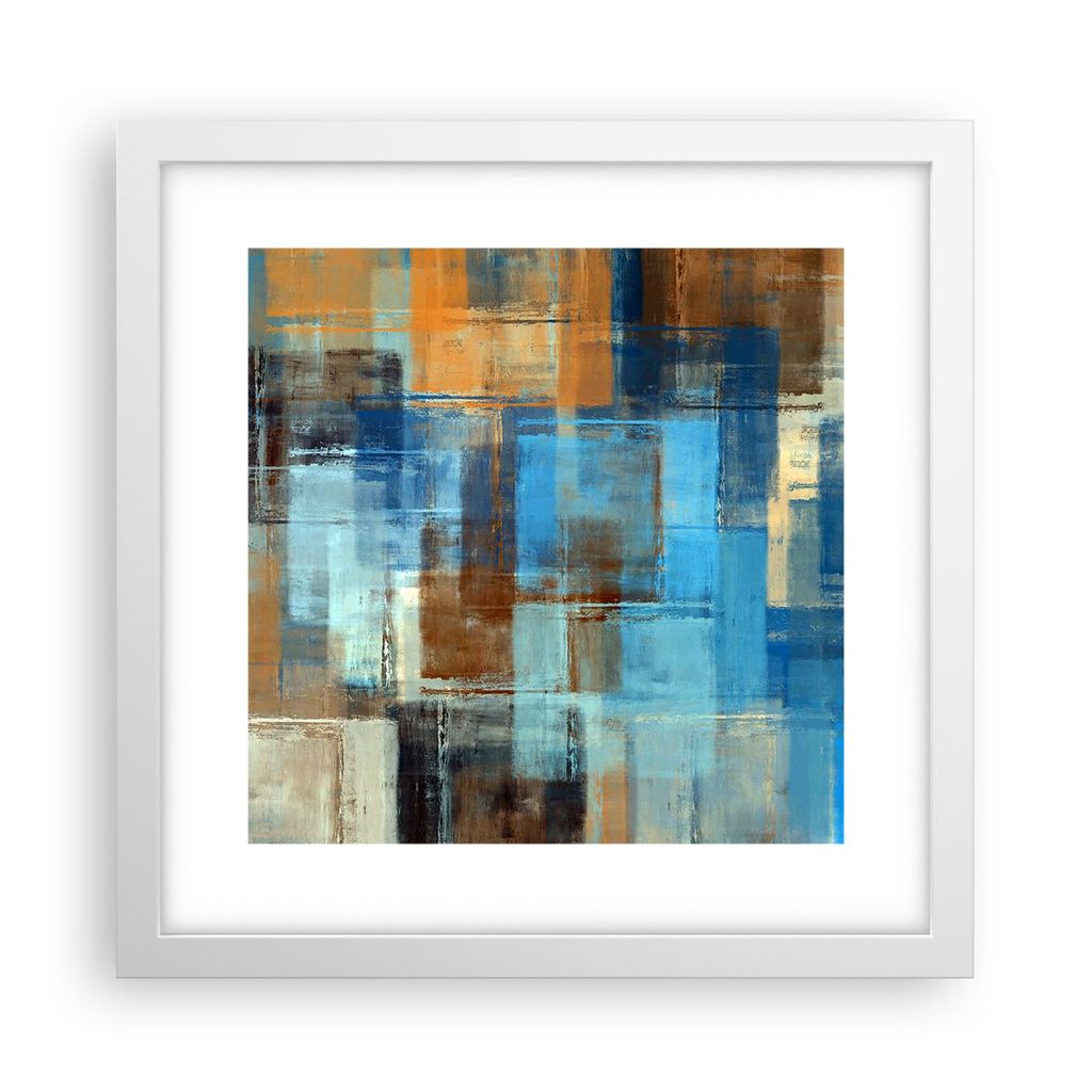 Gerahmtes Poster - Weißer Rahmen - Abstraktion modern - 30x30 cm - Wand Bild - Wanddeko - Wandbilder - Kunstposter - Wandposter - Bilderrahmen - B...