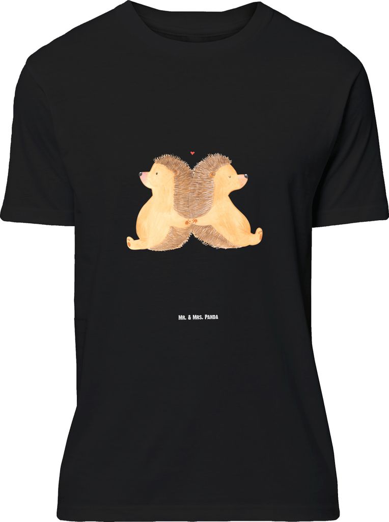 Mr. & Mrs. Panda T-Shirt Igel händchenhaltend - Schwarz - Geschenk, oberteil, Gemeinsamkeit, Baumwoll, Verknallt, mit Motiv, S, Love, Verliebt, Ho...
