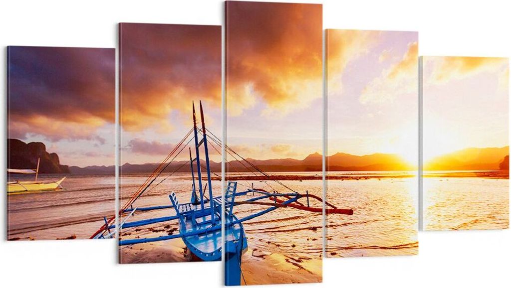 Bild auf Leinwand - Leinwandbild - Ufer Boot Strand - Produktbild 