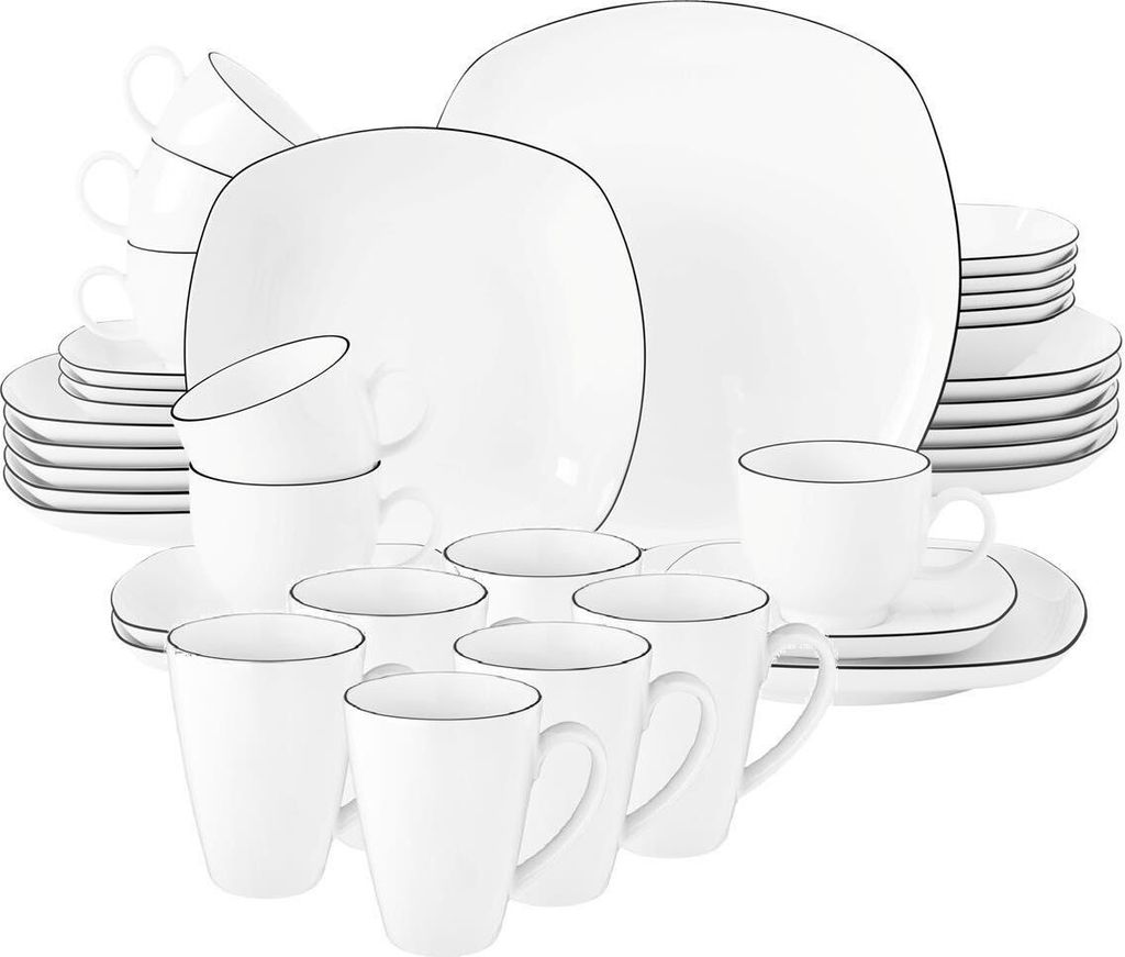 Seltmann Weiden Lido Black Line eckig Kombiservice 36-teilig