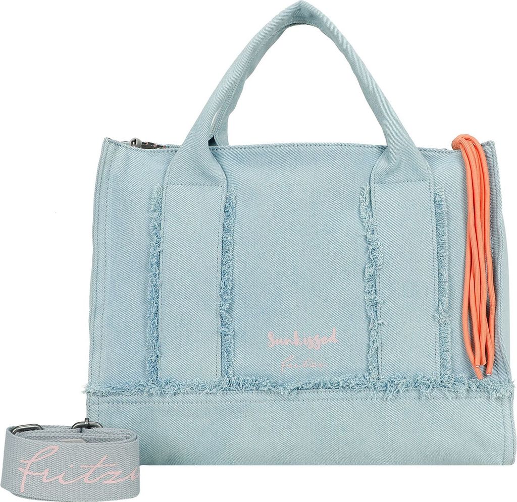 Fritzi aus Preußen Handtasche Umhängetasche Tote Bag Limited Washed Denim Shopper Washed Blue hellblau