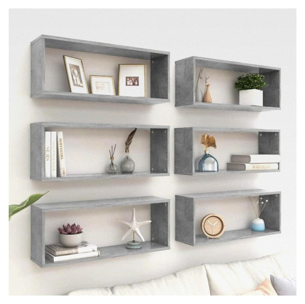 Würfelregale 6 Stück Betongrau 60x15x23 cm Holzwerkstoff