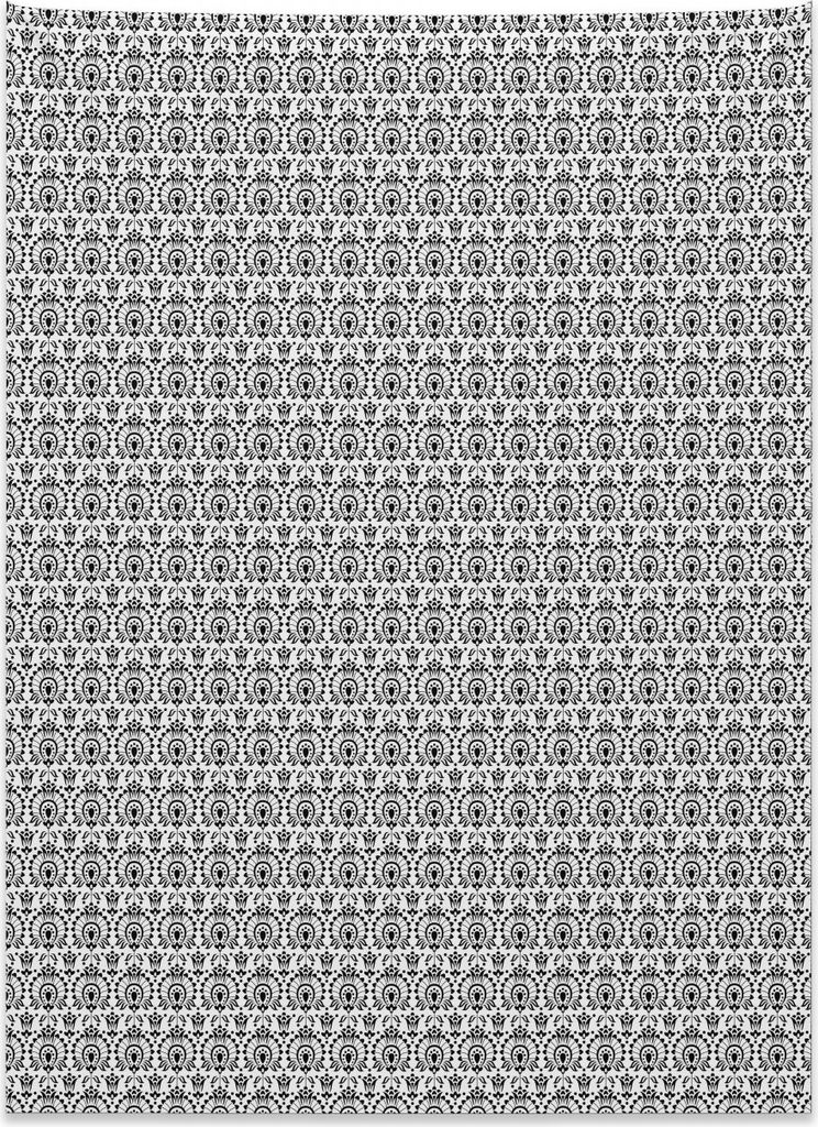 Abakuhaus Schwarz und weiß Wandteppich, Klassische Blumen aus Weiches Mikrofaser Stoff Kein Verblassen Klare Farben Waschbar, 110 x 150 cm, Weiß ...