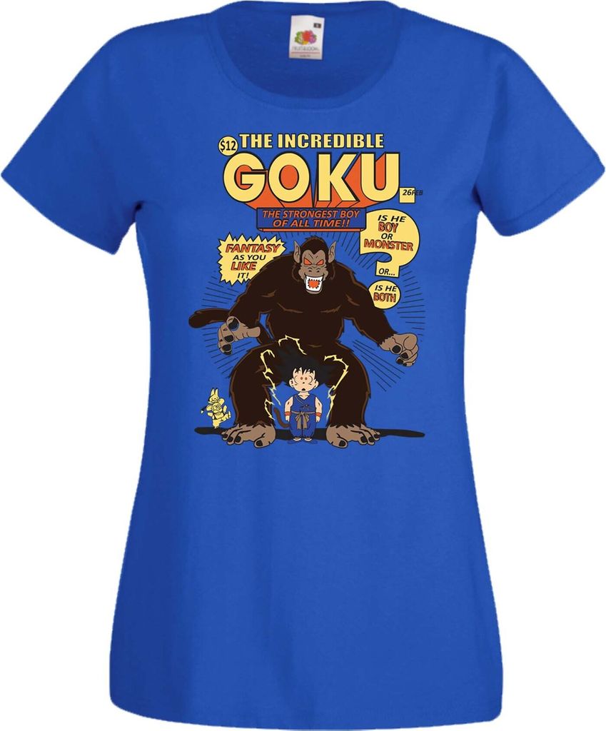 Damen T-Shirt Anime Manga Dragon Anime Manga Ball Z 16 Giant Ape, Lady XS / Blau