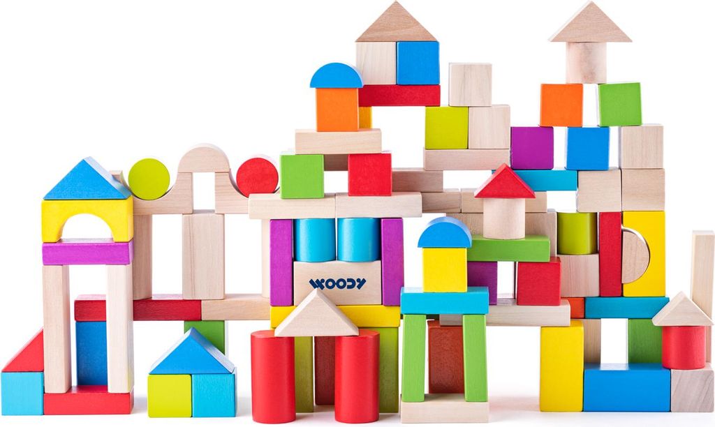 Woody 100 cubes en bois vierges/colorés. 90905 Image du produit 