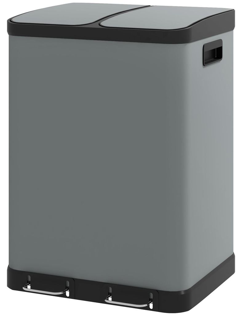 HOMCOM Vuilnisbak, 2 x 30 liter, trapmodel met deksel, Productafbeelding 